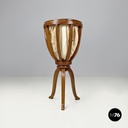 Italian antique sewing stand with wood basket and fabric lining, 1800s