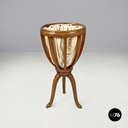 Italian antique sewing stand with wood basket and fabric lining, 1800s