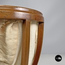 Italian antique sewing stand with wood basket and fabric lining, 1800s