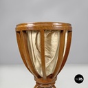 Italian antique sewing stand with wood basket and fabric lining, 1800s