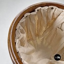 Italian antique sewing stand with wood basket and fabric lining, 1800s