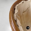 Italian antique sewing stand with wood basket and fabric lining, 1800s