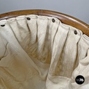 Italian antique sewing stand with wood basket and fabric lining, 1800s