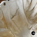 Italian antique sewing stand with wood basket and fabric lining, 1800s