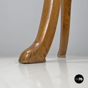 Italian antique sewing stand with wood basket and fabric lining, 1800s