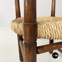 Italian mid-century modern Tub chairs in straw and wood, 1970s