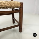 Italian mid-century modern Tub chairs in straw and wood, 1970s