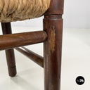 Italian mid-century modern Tub chairs in straw and wood, 1970s