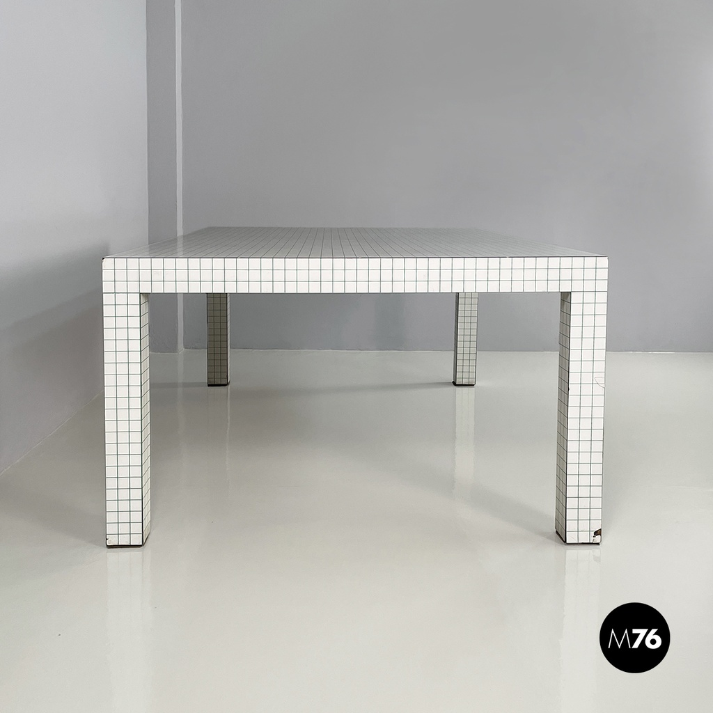 Italian modern Green white Dining table Quaderna Design Superstudio Zanotta 1970