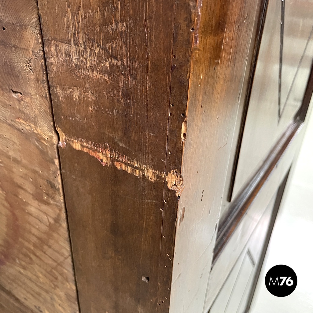 Italian Charles X style two-door wooden wardrobe with decorations, early 1800s