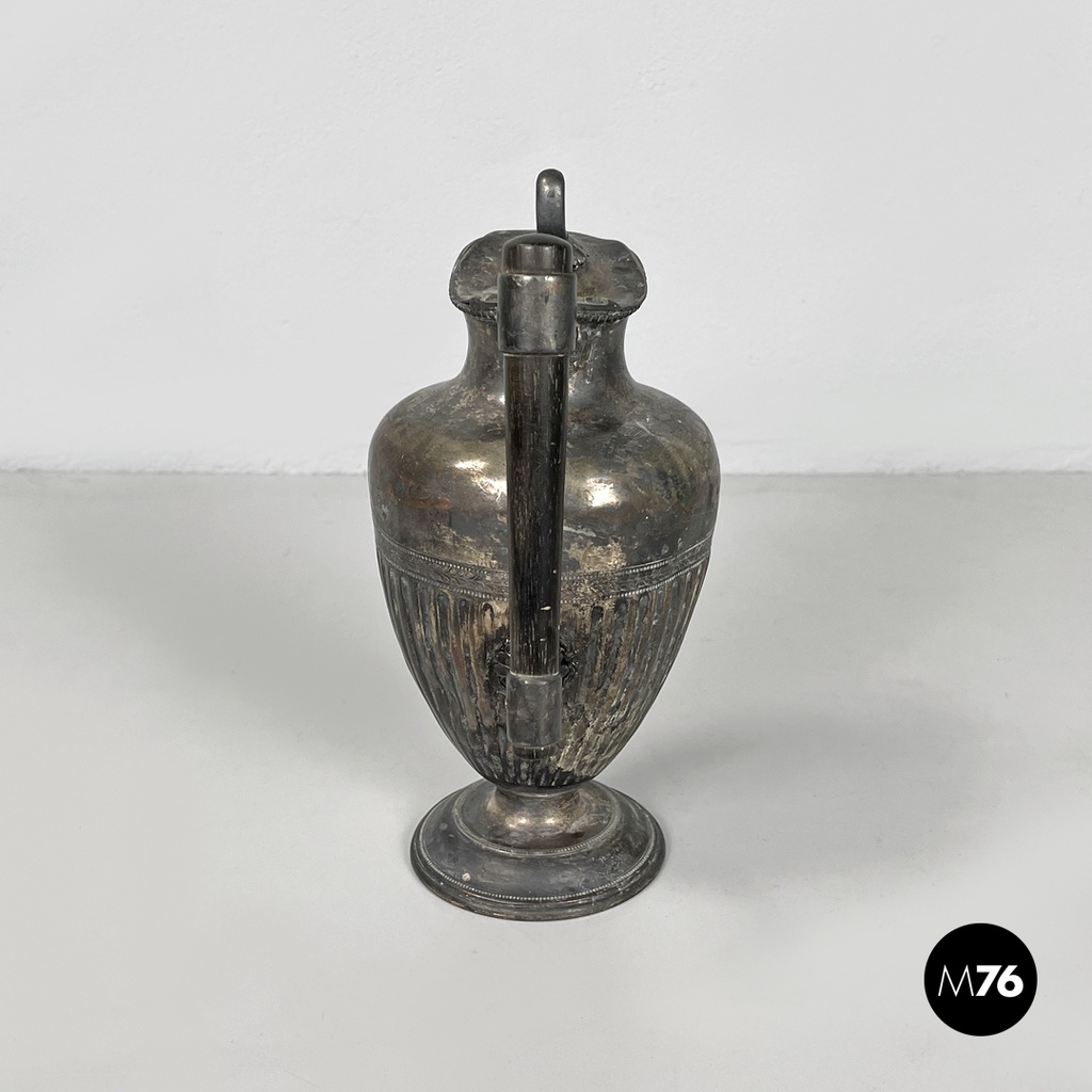 English Art and Crafts silver plate and wood jug or teapot by SB&M, early 1900s