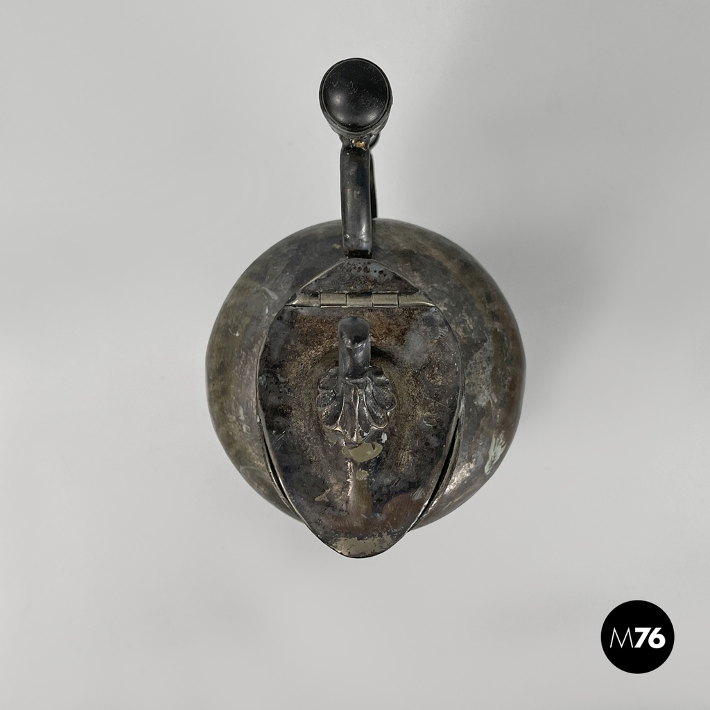 English Art and Crafts silver plate and wood jug or teapot by SB&M, early 1900s