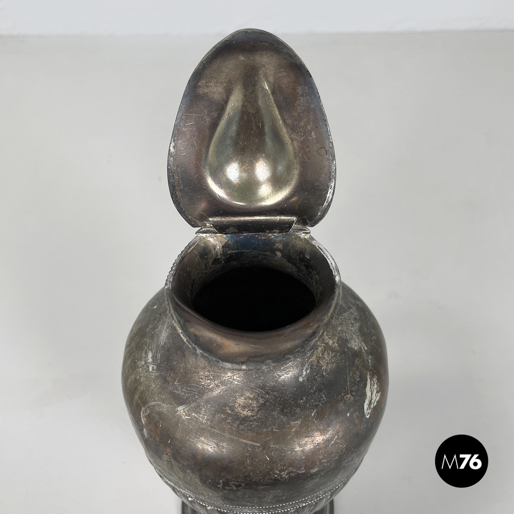 English Art and Crafts silver plate and wood jug or teapot by SB&M, early 1900s