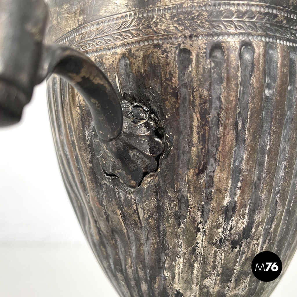 English Art and Crafts silver plate and wood jug or teapot by SB&M, early 1900s