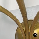 Italian modern three-armed decorated brass wall light with wooden candles, 1970s