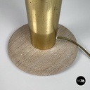Italian modern golden brass table lamp with a round beige marble base, 1970s