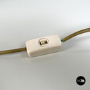 Italian modern golden brass table lamp with a round beige marble base, 1970s