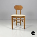 Italian mid-century modern chairs in wood and ivory white linen fabric, 1960s