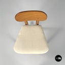 Italian mid-century modern chairs in wood and ivory white linen fabric, 1960s