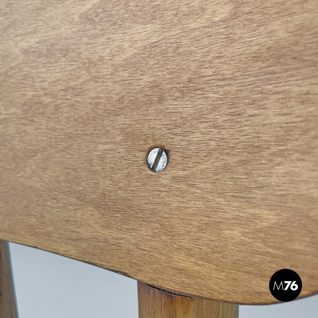 Italian mid-century modern chairs in wood and ivory white linen fabric, 1960s