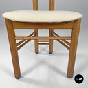 Italian mid-century modern chairs in wood and ivory white linen fabric, 1960s