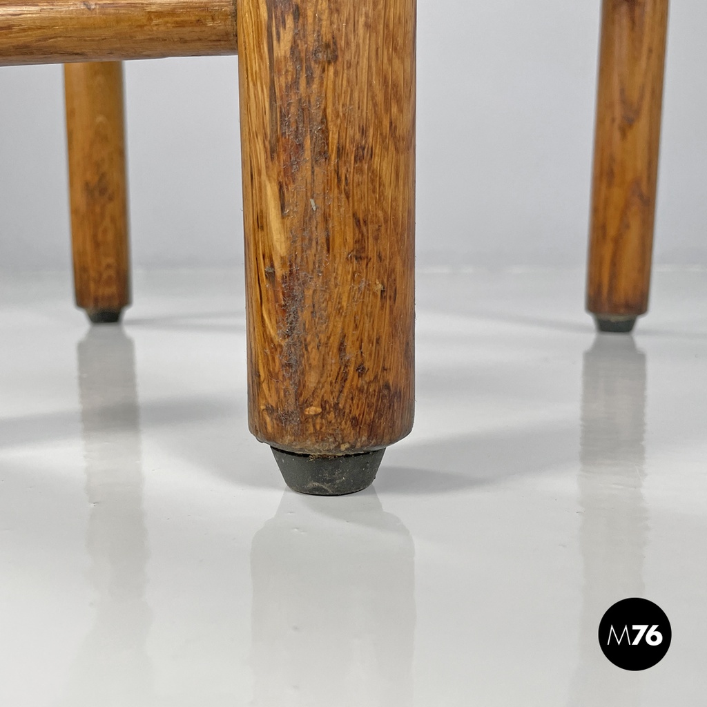 Italian mid-century modern chairs in wood and ivory white linen fabric, 1960s