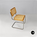 Italian modern wood steel Vienna straw chairs Cesca style by Marcel Breuer, 1970