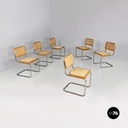 Italian modern wood steel Vienna straw chairs Cesca style by Marcel Breuer, 1970
