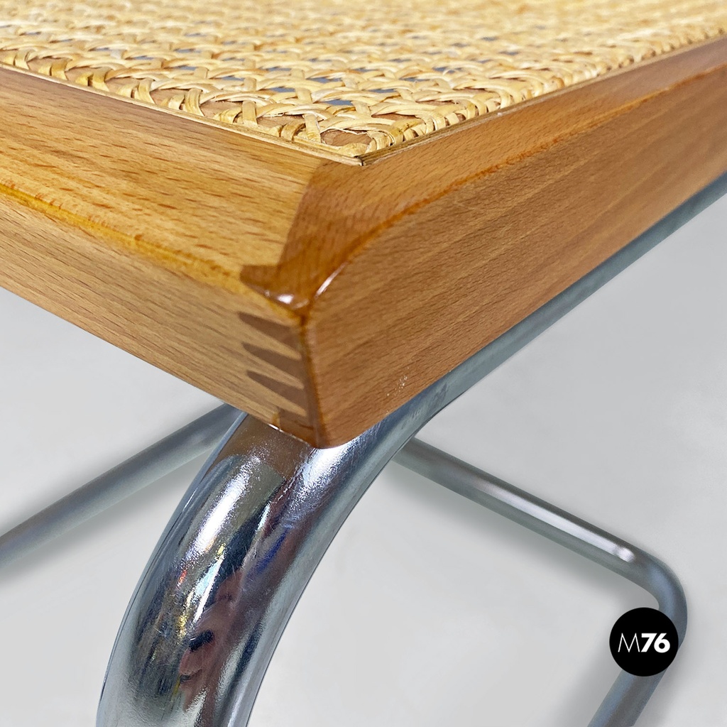 Italian modern wood steel Vienna straw chairs Cesca style by Marcel Breuer, 1970