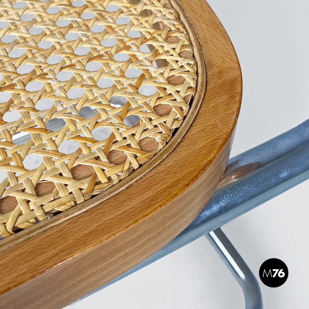 Italian modern wood steel Vienna straw chairs Cesca style by Marcel Breuer, 1970