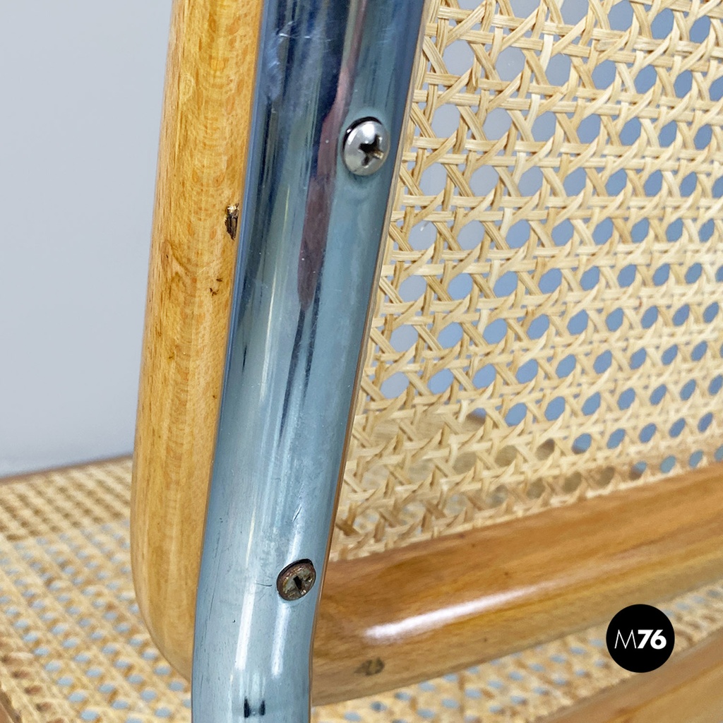 Italian modern wood steel Vienna straw chairs Cesca style by Marcel Breuer, 1970