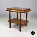 Italian mid-century modern Double shelf coffee table in buxus and wood 1930-1940