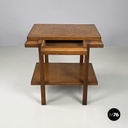 Italian mid-century modern Double shelf coffee table in buxus and wood 1930-1940