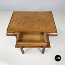 Italian mid-century modern Double shelf coffee table in buxus and wood 1930-1940