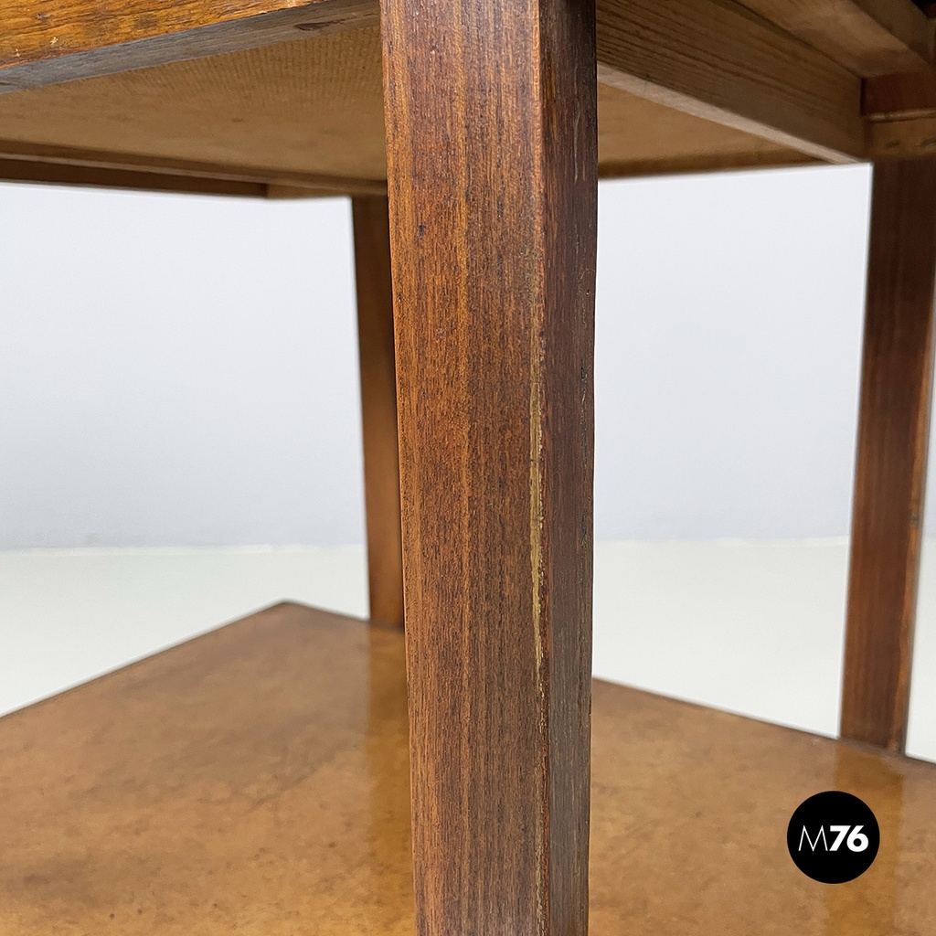 Italian mid-century modern Double shelf coffee table in buxus and wood 1930-1940