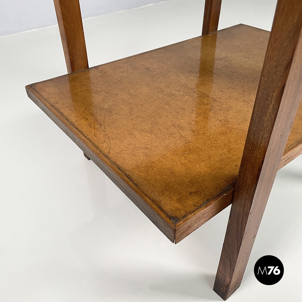 Italian mid-century modern Double shelf coffee table in buxus and wood 1930-1940