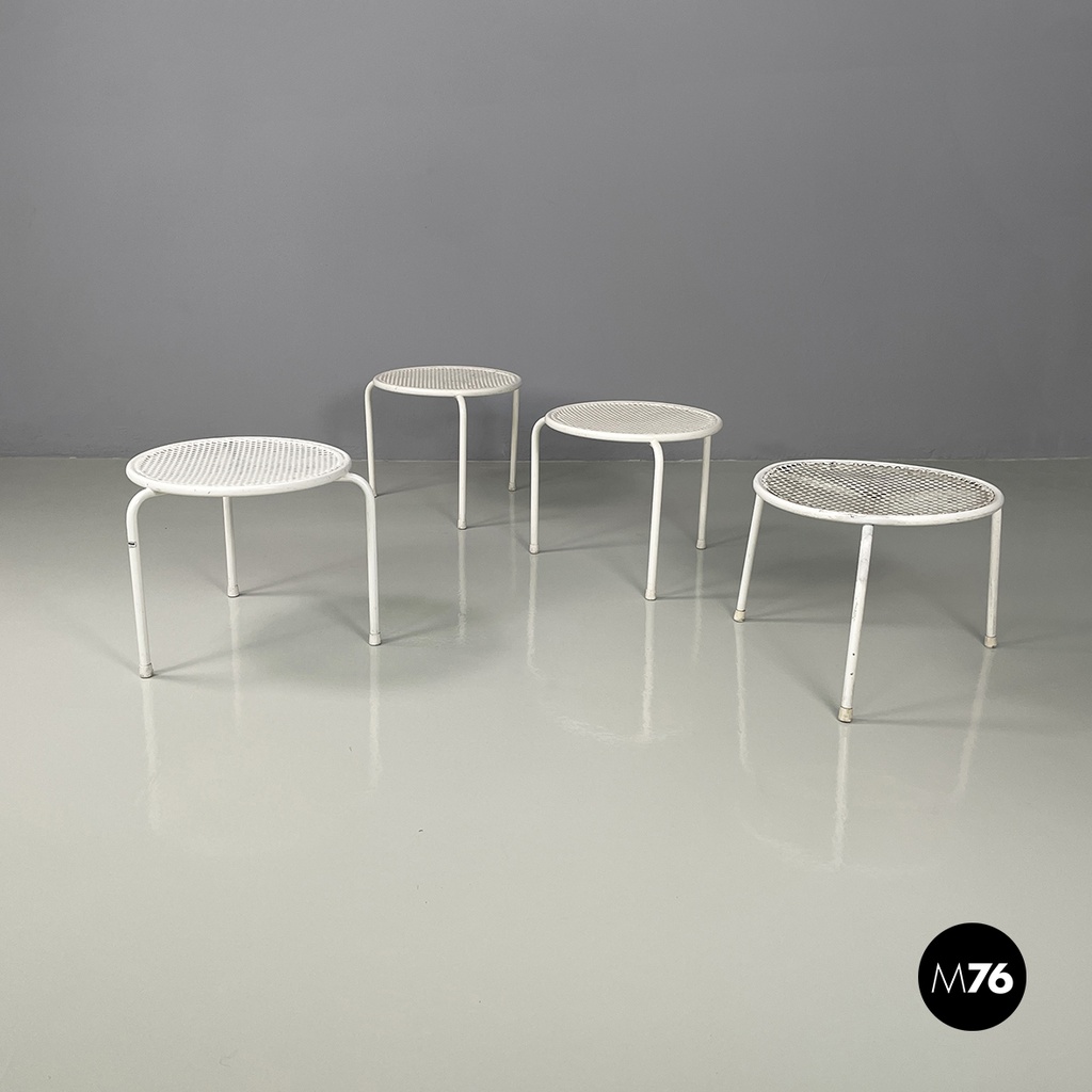 Italian mid-century modern Outdoor coffe tables in white metal by Emu, 1960s
