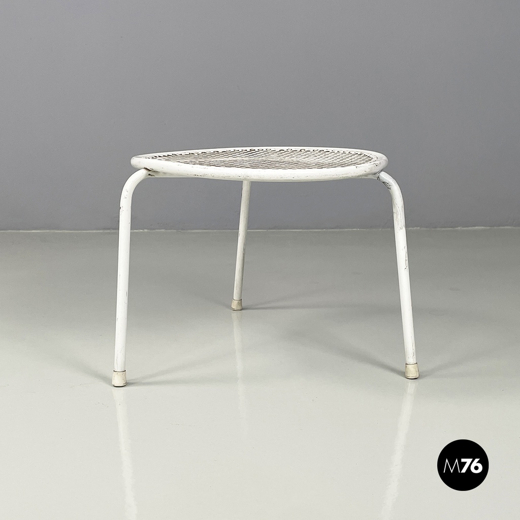 Italian mid-century modern Outdoor coffe tables in white metal by Emu, 1960s