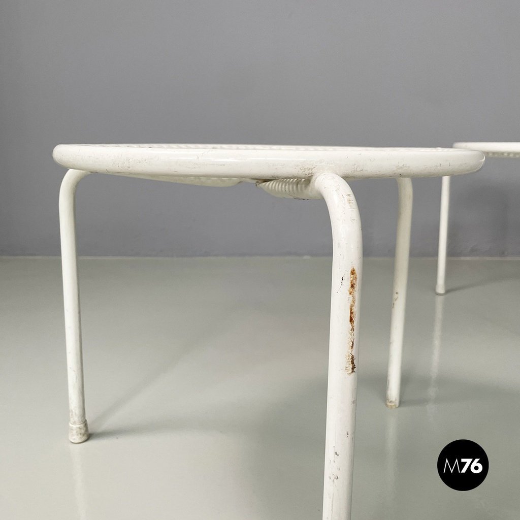Italian mid-century modern Outdoor coffe tables in white metal by Emu, 1960s
