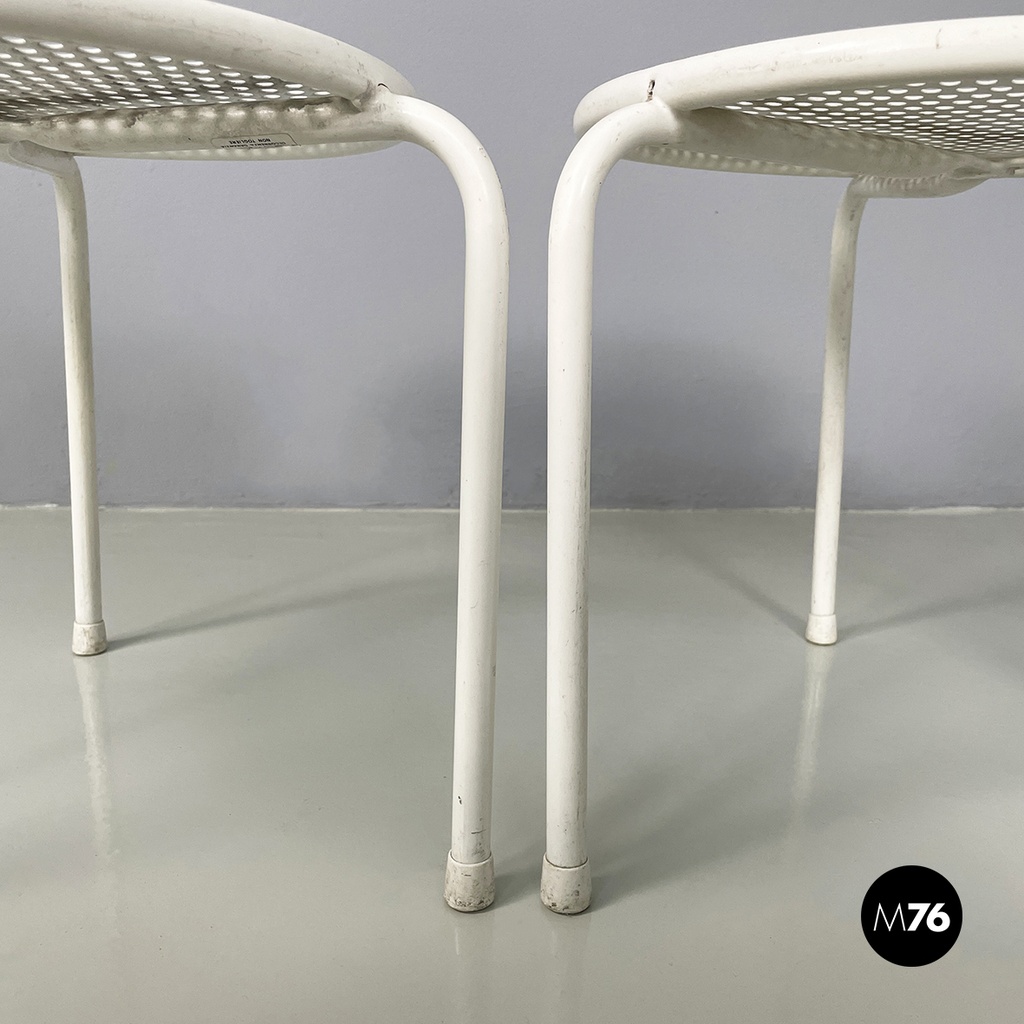 Italian mid-century modern Outdoor coffe tables in white metal by Emu, 1960s