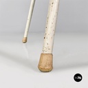 Italian mid century modern white iron garden chairs with blue pillows, 1960