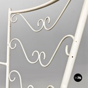 Italian mid century modern white iron garden chairs with blue pillows, 1960