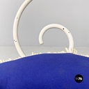 Italian mid century modern white iron garden chairs with blue pillows, 1960