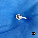 Italian mid century modern white iron garden chairs with blue pillows, 1960