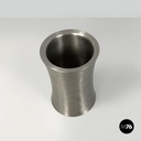 Italian post-modern silver colored round vase in stainless steel, 2000s