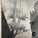 French Charcoal painting on paper of Beaumarchais in wooden frame, mid 1800s