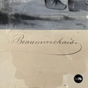 French Charcoal painting on paper of Beaumarchais in wooden frame, mid 1800s