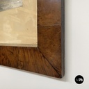 French Charcoal painting on paper of Beaumarchais in wooden frame, mid 1800s