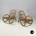 Italian mid-century modern Armchairs with armrests in curved rattan, 1960s