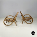 Italian mid-century modern Armchairs with armrests in curved rattan, 1960s